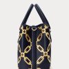 Sac cartable Marcy de taille moyenne en cuir à imprimé métallisé Ralph Lauren, bleu marine raffiné/doré moderne Sac cartable Marcy de taille moyenne en cuir à imprimé métallisé Ralph Lauren, bleu marine raffiné/doré moderne