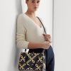 Sac cartable Marcy de taille moyenne en cuir à imprimé métallisé Ralph Lauren, bleu marine raffiné/doré moderne Sac cartable Marcy de taille moyenne en cuir à imprimé métallisé Ralph Lauren, bleu marine raffiné/doré moderne