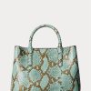 Sac cartable Marcy taille moyenne turquoise en simili-peau de serpent Ralph Lauren pour femme Sac cartable Marcy taille moyenne turquoise en simili-peau de serpent Ralph Lauren pour femme