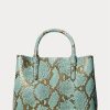 Sac cartable Marcy taille moyenne turquoise en simili-peau de serpent Ralph Lauren pour femme Sac cartable Marcy taille moyenne turquoise en simili-peau de serpent Ralph Lauren pour femme