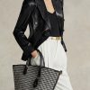 Sac fourre-tout Bellport moyen Ralph Lauren à motif pied-de-poule noir/blanc pour femme Sac fourre-tout Bellport moyen Ralph Lauren à motif pied-de-poule noir/blanc pour femme