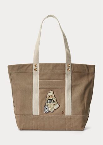 Sac fourre-tout Polo Bear en toile Ralph Lauren de taille moyenne pour femme, Madison Tan
