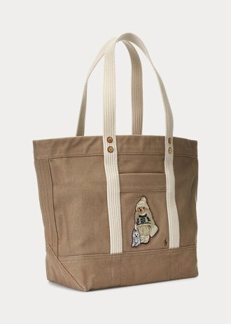 Sac fourre-tout Polo Bear en toile Ralph Lauren de taille moyenne pour femme, Madison Tan