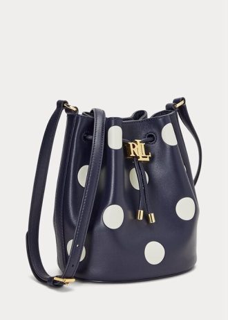 Sac à main Andie moyen à pois Ralph Lauren bleu marine/vanille raffiné pour femme