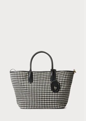 Sac à main Bellport noir à motif pied-de-poule pour femme Ralph Lauren