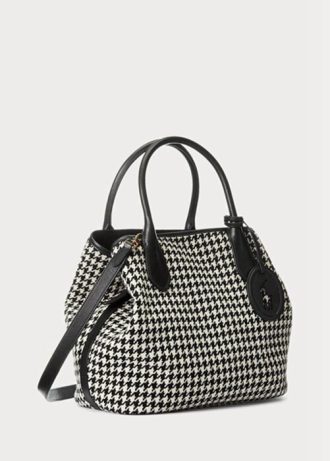 Sac à main Bellport noir à motif pied-de-poule pour femme Ralph Lauren