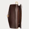 Sac à main en cuir chocolat pour femme Ralph Lauren Polo ID, avec chaîne et motif crocodile Sac à main en cuir chocolat pour femme Ralph Lauren Polo ID, avec chaîne et motif crocodile