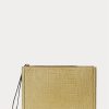 Sac à main enveloppe en cuir gaufré Ralph Lauren Sand pour femme