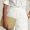 Sac à main enveloppe en cuir gaufré Ralph Lauren Sand pour femme