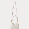 Sac à main Ralph Lauren en cuir à pois bleu marine/crème pour femme, taille moyenne Sac à main Ralph Lauren en cuir à pois bleu marine/crème pour femme, taille moyenne