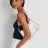 Sac à main Ralph Lauren en cuir à pois bleu marine/crème pour femme, taille moyenne Sac à main Ralph Lauren en cuir à pois bleu marine/crème pour femme, taille moyenne