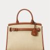 Sac à main Ralph Lauren RL50 de taille moyenne en raphia et cuir de veau pour femme Sac à main Ralph Lauren RL50 de taille moyenne en raphia et cuir de veau pour femme