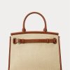 Sac à main Ralph Lauren RL50 de taille moyenne en raphia et cuir de veau pour femme Sac à main Ralph Lauren RL50 de taille moyenne en raphia et cuir de veau pour femme