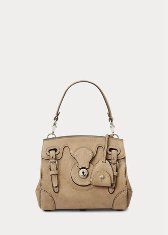 Sac à main Ricky 18 en daim de veau Ralph Lauren pour femme, couleur miel pâle