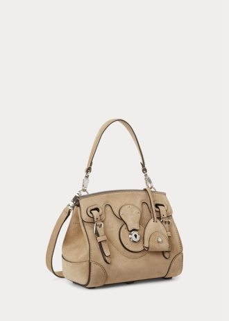 Sac à main Ricky 18 en daim de veau Ralph Lauren pour femme, couleur miel pâle