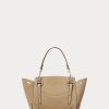 Sac à main Ricky 18 en daim de veau Ralph Lauren pour femme, couleur miel pâle