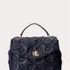 Sacoche Farrah de taille moyenne en cuir matelassé Ralph Lauren pour femme, bleu marine raffiné Sacoche Farrah de taille moyenne en cuir matelassé Ralph Lauren pour femme, bleu marine raffiné