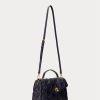 Sacoche Farrah de taille moyenne en cuir matelassé Ralph Lauren pour femme, bleu marine raffiné Sacoche Farrah de taille moyenne en cuir matelassé Ralph Lauren pour femme, bleu marine raffiné