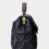 Sacoche Farrah de taille moyenne en cuir matelassé Ralph Lauren pour femme, bleu marine raffiné Sacoche Farrah de taille moyenne en cuir matelassé Ralph Lauren pour femme, bleu marine raffiné