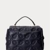 Sacoche Farrah de taille moyenne en cuir matelassé Ralph Lauren pour femme, bleu marine raffiné Sacoche Farrah de taille moyenne en cuir matelassé Ralph Lauren pour femme, bleu marine raffiné