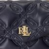 Sacoche Farrah de taille moyenne en cuir matelassé Ralph Lauren pour femme, bleu marine raffiné Sacoche Farrah de taille moyenne en cuir matelassé Ralph Lauren pour femme, bleu marine raffiné