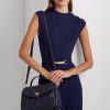 Sacoche Farrah de taille moyenne en cuir matelassé Ralph Lauren pour femme, bleu marine raffiné Sacoche Farrah de taille moyenne en cuir matelassé Ralph Lauren pour femme, bleu marine raffiné