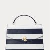 Sacoche Farrah en cuir rayé bleu marine/blanc raffiné pour femme Ralph Lauren Sacoche Farrah en cuir rayé bleu marine/blanc raffiné pour femme Ralph Lauren