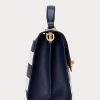 Sacoche Farrah en cuir rayé bleu marine/blanc raffiné pour femme Ralph Lauren Sacoche Farrah en cuir rayé bleu marine/blanc raffiné pour femme Ralph Lauren