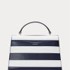 Sacoche Farrah en cuir rayé bleu marine/blanc raffiné pour femme Ralph Lauren Sacoche Farrah en cuir rayé bleu marine/blanc raffiné pour femme Ralph Lauren