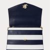 Sacoche Farrah en cuir rayé bleu marine/blanc raffiné pour femme Ralph Lauren Sacoche Farrah en cuir rayé bleu marine/blanc raffiné pour femme Ralph Lauren