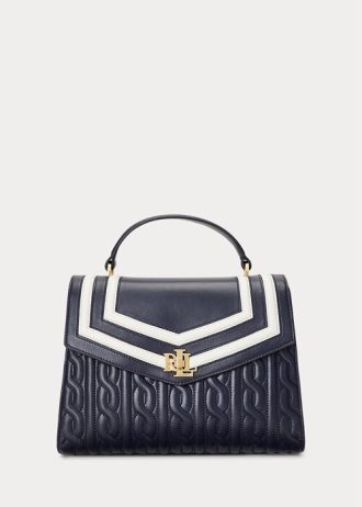 Sacoche Farrah taille moyenne en cuir nappa bleu marine Ralph Lauren pour femme