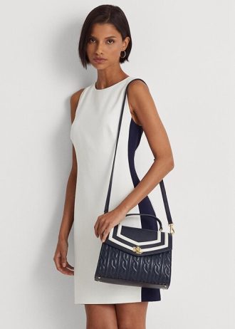 Sacoche Farrah taille moyenne en cuir nappa bleu marine Ralph Lauren pour femme