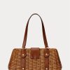 Sacoche Lilly en rotin Ralph Lauren pour femme, taille moyenne, couleur noyer/lauren tan Sacoche Lilly en rotin Ralph Lauren pour femme, taille moyenne, couleur noyer/lauren tan
