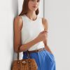 Sacoche Lilly en rotin Ralph Lauren pour femme, taille moyenne, couleur noyer/lauren tan Sacoche Lilly en rotin Ralph Lauren pour femme, taille moyenne, couleur noyer/lauren tan