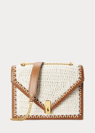 Sacs à bandoulière en crochet pour femme Ralph Lauren Polo ID, couleur crème parchemin
