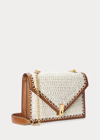 Sacs à bandoulière en crochet pour femme Ralph Lauren Polo ID, couleur crème parchemin