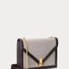 Sacs à bandoulière en toile Ralph Lauren Polo ID pour femme, couleur naturelle/tabac, avec chaîne et enveloppe Sacs à bandoulière en toile Ralph Lauren Polo ID pour femme, couleur naturelle/tabac, avec chaîne et enveloppe