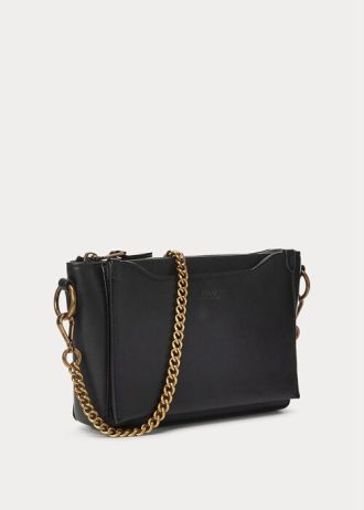Sacs à bandoulière Mini Sloane en cuir noir pour femme Ralph Lauren