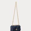 Sacs à bandoulière moyens en cuir nappa matelassé Ralph Lauren pour femme, bleu marine raffiné Sacs à bandoulière moyens en cuir nappa matelassé Ralph Lauren pour femme, bleu marine raffiné
