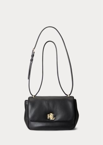 Sacs à bandoulière moyens en cuir nappa noir Ralph Lauren pour femme