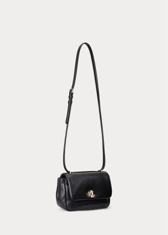 Sacs à bandoulière moyens en cuir nappa noir Ralph Lauren pour femme