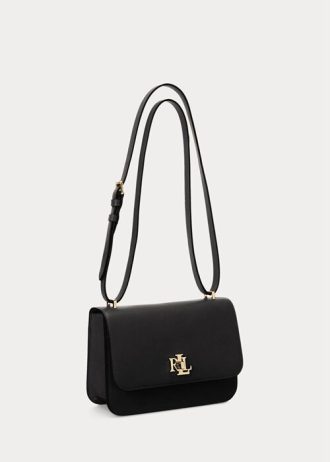 Sacs à bandoulière moyens en cuir noir Ralph Lauren pour femme