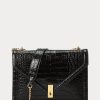 Sacs à bandoulière noirs pour femme Ralph Lauren Polo ID avec chaîne et motif crocodile Sacs à bandoulière noirs pour femme Ralph Lauren Polo ID avec chaîne et motif crocodile