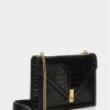Sacs à bandoulière noirs pour femme Ralph Lauren Polo ID avec chaîne et motif crocodile Sacs à bandoulière noirs pour femme Ralph Lauren Polo ID avec chaîne et motif crocodile
