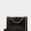 Sacs à bandoulière noirs pour femme Ralph Lauren Polo ID avec chaîne et motif crocodile Sacs à bandoulière noirs pour femme Ralph Lauren Polo ID avec chaîne et motif crocodile
