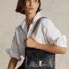 Sacs à bandoulière noirs pour femme Ralph Lauren Polo ID avec chaîne et motif crocodile Sacs à bandoulière noirs pour femme Ralph Lauren Polo ID avec chaîne et motif crocodile