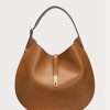 Sacs à bandoulière Ralph Lauren Polo ID en cuir de veau marron de taille moyenne pour femme Sacs à bandoulière Ralph Lauren Polo ID en cuir de veau marron de taille moyenne pour femme