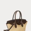 Sacs besaces Bellport de taille moyenne en cuir et paille Ralph Lauren pour femmes