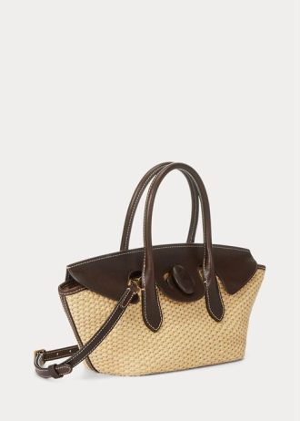Sacs besaces Bellport de taille moyenne en cuir et paille Ralph Lauren pour femmes