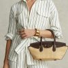 Sacs besaces Bellport de taille moyenne en cuir et paille Ralph Lauren pour femmes